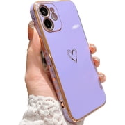 Compatible with iPhone 12 Mini Case for Women Girl, Luxury Plating Edge Bumper Cute Case with Full Camera Lens Protection Cover for iPhone 12 Mini 5.4 Inch(Black)