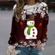 thumbnail image 1 of Pntutb Mujer Otoño e Invierno Casual Navidad Muñeco de nieve Impreso Cuello redondo Manga larga Jersey Blusa Sudadera tops Pntutb Pntutb-3892, 1 of 6