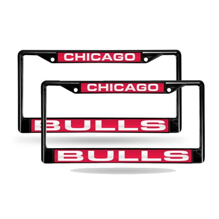 Chicago Basketball Bulls Black Metal (Set of 2) Laser Cut License Plate Frames