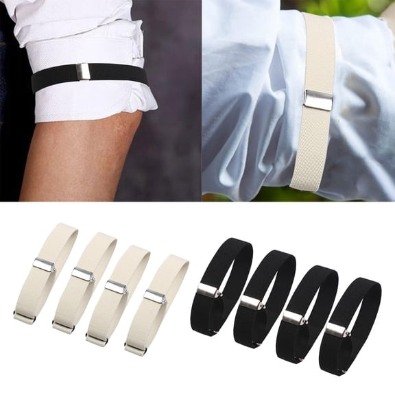 Segolike Shirt Sleeve Holders Elastic Non Slip for Party Wedding Clothing Accessories 8pcs Black White