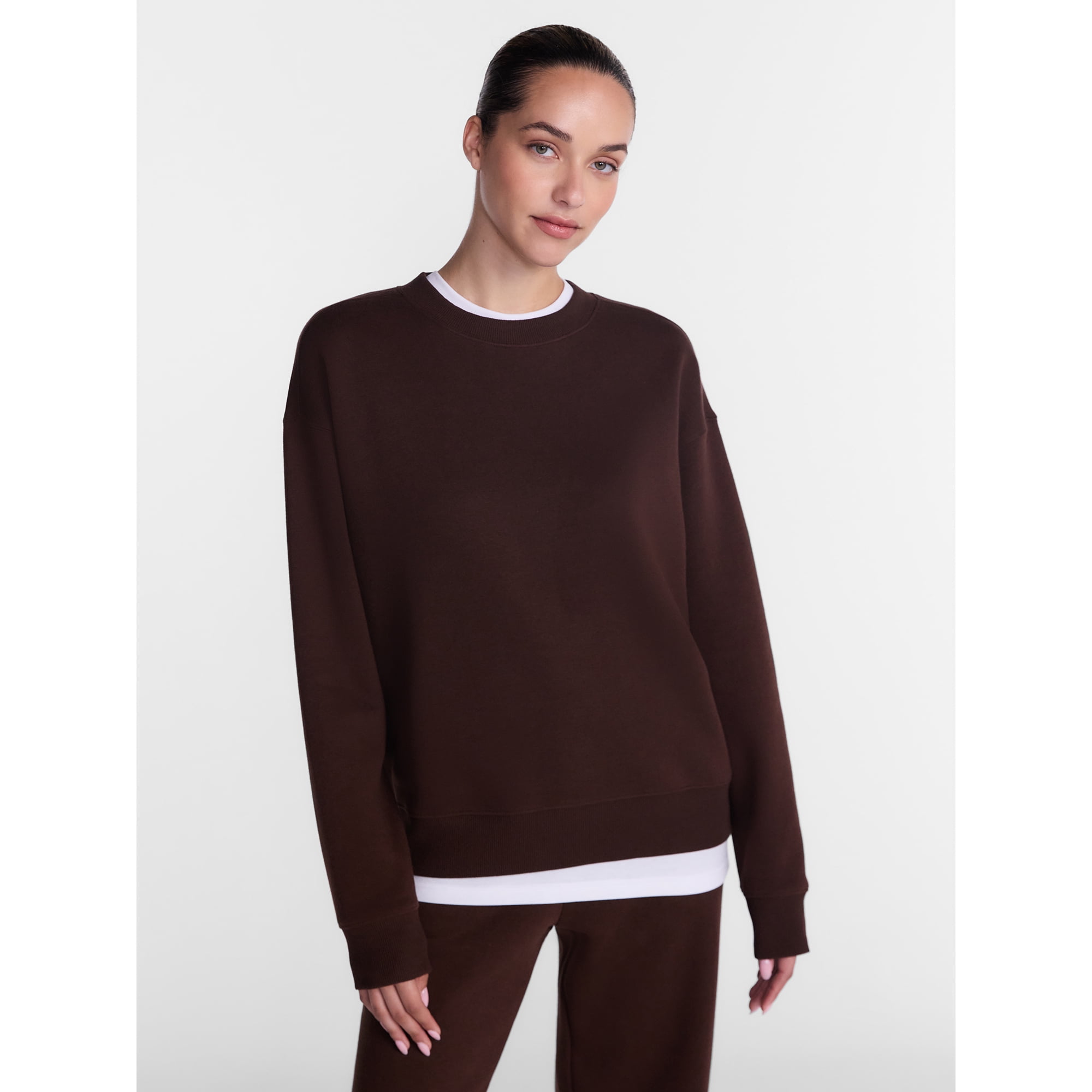 Athletic Works Women's and Women's Plus Fleece Sweatshirt with Long Sleeves, Sizes XS-4X