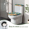 thumbnail image 4 of HELLHERO Elastic Bottom Toilet Seat Lid Cover Set & Stretchy Fabric Stretch Soft with 2 Piece Set Toilet Seat Protector, Ocean Blooms & Waves, 4 of 8