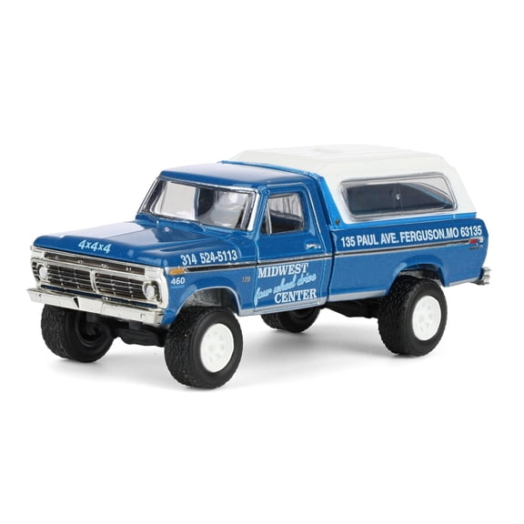 Greenlight Collectibles 1/64 1974 Ford F-250 with Camper Shell, Midwest 4WD Center 30345