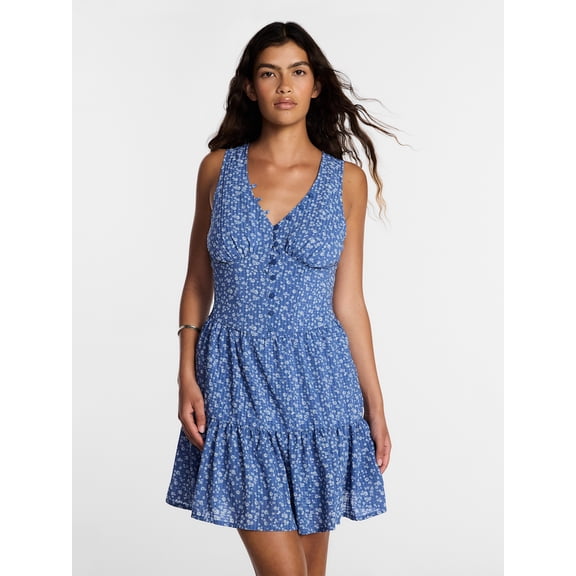 Kacey Lee Women's Sleeveless Tiered V Neck Dress, Sizes XS-XXL