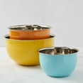 thumbnail image 4 of INFUSE 3-Piece Stainless Steel Mixing Bowls Set, Nesting Metal Prep Bowls for Kitchen, Orange Yellow Aqua, 4 of 8