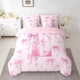 thumbnail image 2 of Castle Fairy Cartoon Bow Letter Monogrammed E Twin Bedding Sets,Cute Bedding Comforter Set, 2 of 8