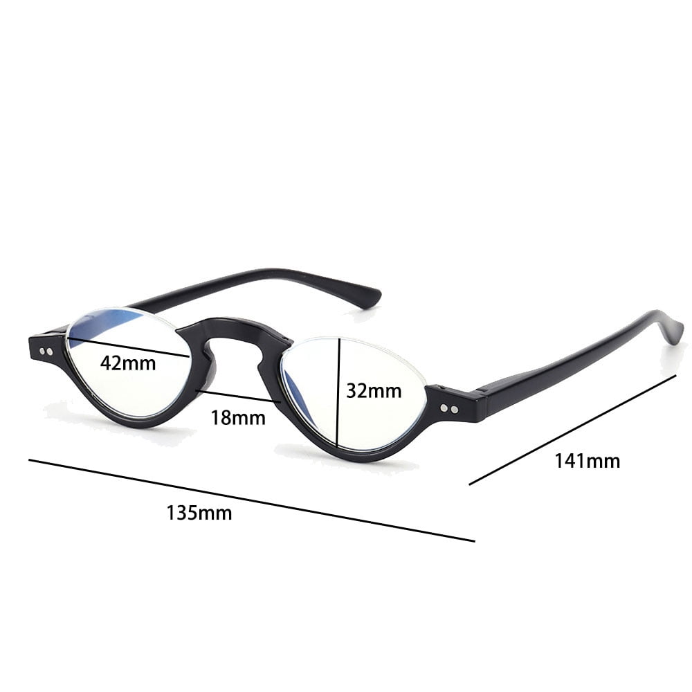 4 Pairs of Blue Light Blocking Half Rimless Black Reading Glasses for Women Men Half Moon Fashion Spring Hinge plastic Readers +2.00