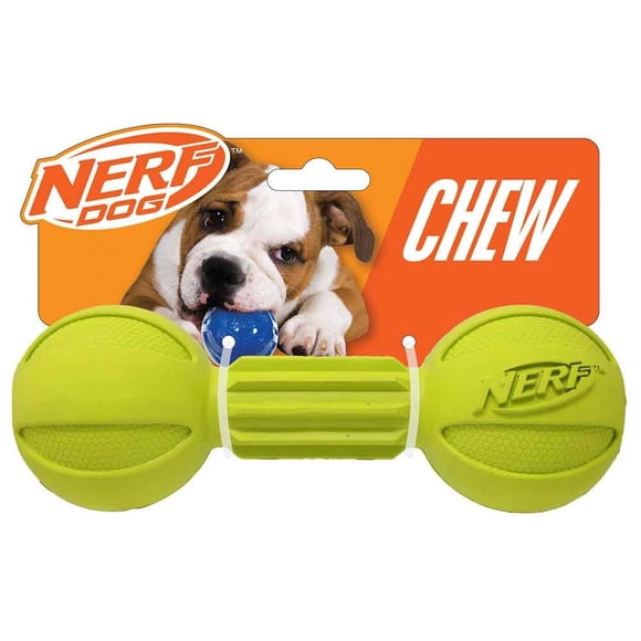 Juguete para Morder en Forma de Mancuerna Nerf Dog Verde Mediano