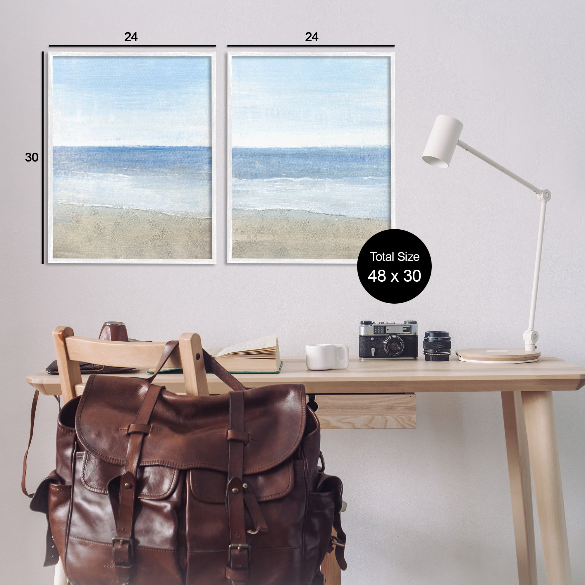 Stupell Industries Coastal Seafoam Beach Waves Nature Painting White Framed Art Print Wall Art, 24 x 30, Set of 2