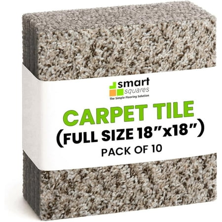 Smart Squares in A Snap Premium Made in The USA Carpet Tiles 18x18 Inch, Soft Padded, Seamless Appearance, Peel and Stick for Easy DIY Installation (10 Tiles - 22.5 Sq Ft, 537 Crystal)