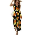 thumbnail image 2 of Candy Corn Pattern Halloween Dress Fashion Boho Beach Long Dresses Female Party Printed Maxi Dress, 2 of 9