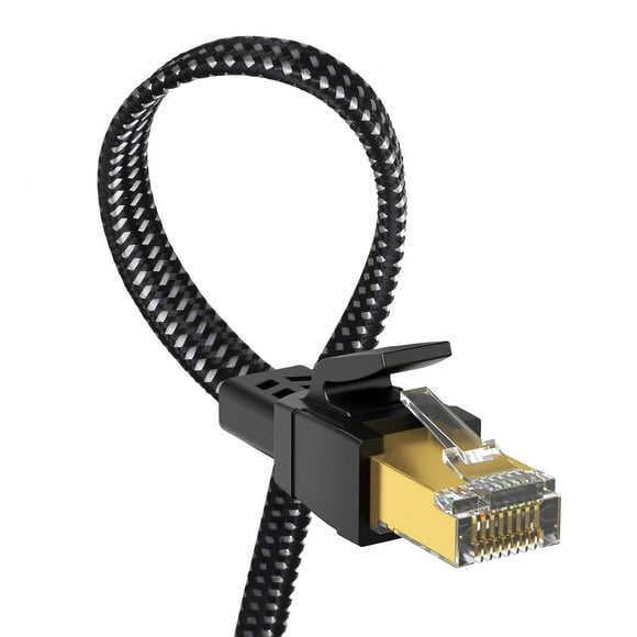 shiyou-Cat 8 Ethernet Cable 10FT (3 Meters), 40Gbps 2000Mhz High Speed Cat8 Flat Network LAN Patch Cord, Braided SFTP Heavy Duty RJ45 Internet Cable Shielded in Wall, Indoor&Outdoor for Modem/Router/