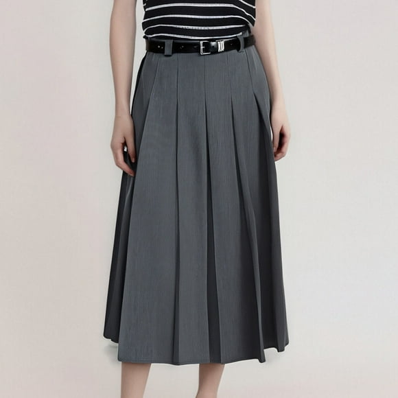 Aqestyerly Jupe Courte de Sécurité Taille Haute pour Femmes Couleur Unie Plissée Ceinture Pantalon Jupe Taille Haute Respirante Mélange Coton Lin pour l'Été