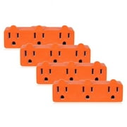 Maxxima Heavy Duty 3 Grounded Multi Outlet Adapter - Wall Plug Extender, Turns 1 Outlet into 3, Ideal for Garage, Workspace, and Indoor Use, Orange Adapter - Pack of 4