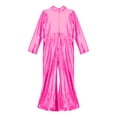 thumbnail image 6 of inhzoy Kids Girls Shiny Metallic Bell Bottom Leotard Jumpsuit Dance Performance Outfit Hot Pink 10, 6 of 7