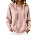 thumbnail image 2 of Women's Oversized Knit Pullover Hoodie | Cozy Loose Fit Sweatshirt for Casual Daily Wear, Pink, XL for Fall Winter, 2 of 4