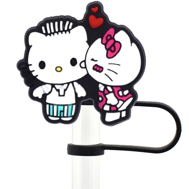 10mm Hello Kitty 2D lindos dibujos animados niños temáticos dibujos animados puntas de paja cubre copa Stantly cubierta de paja toppers para regalo de fiesta