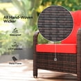 thumbnail image 3 of 3-Piece Wicker Patio Furniture Set with Cushions - Outdoor Bistro Set for Garden, Porch & Balcony | Grey & Red Rattan Conversation Set with Storage Table, 3 of 7