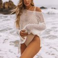 thumbnail image 3 of Mifelio Womens Tops Women's Summer Crochet Hollow Out Long Sleeve Beach Bikini Swimsuit Mesh Cover Up Tunic Top Going Out Tops for Women White One Size, 3 of 9