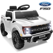 Licensed Ford Raptor F150 12V Kids Electric Car Ride On Toy, Battery Powered Ride on Truck with Remote Control, Lights, Music, 3 Speeds, 4 Wheel Suspension Ride on Car for 3-5 Year Boys Girls, White
