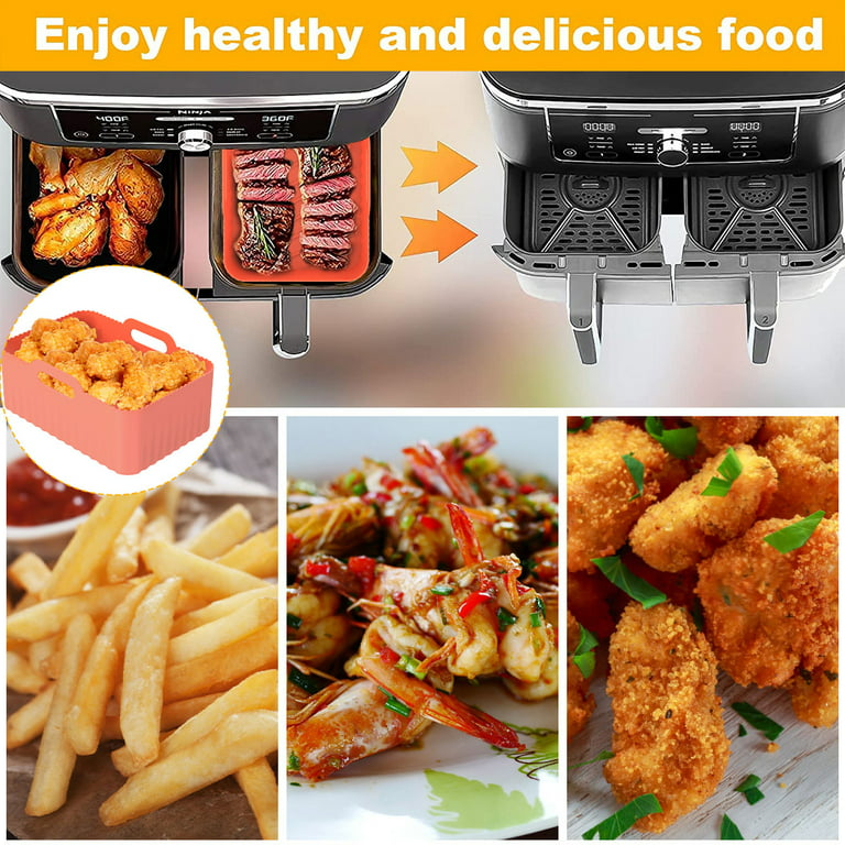 2pcs Air Fryer Silicone Pot for Ninja Foodi Dual DZ201,Reusable 8QT Air  Fryer Silicone Liners,Rectangle Air Fryer Basket, Air fryer Accessories  (2PCS, gray) - Yahoo Shopping
