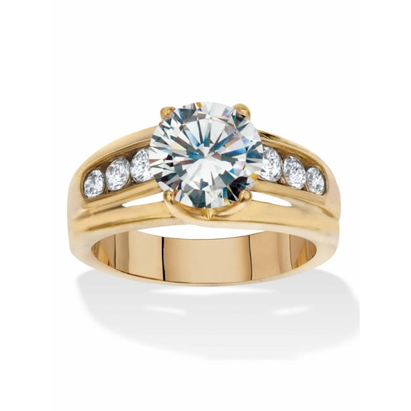 PalmBeach Jewelry 3.46 TCW Round Cubic Zirconia Yellow Gold Ion-Plated Ring