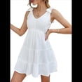 thumbnail image 1 of Vestido de Mujer con Volantes en los Hombros y Lazo, Escote en V Profundo, Cuello Halter, Cintura Alta, Falda Corta en , Vestido Babydoll de Verano. XS, 1 of 10