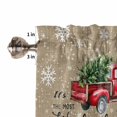 thumbnail image 5 of Christmas Red Truck Kitchen Curtains and Valances Set, Winter Tree Snowflake Linen Vintage Rod Pocket Window Valance 18 Inch Window Curtain Panels for Living Room Bedroom Laundry, 27.5x24in, 3 Pieces, 5 of 7