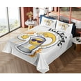 thumbnail image 4 of Ambesonne Emoji Fitted & Top Sheet Set with Shams, Funny Graffiti Character Art, Orange Mustard and Indigo, 4 of 5