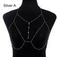 thumbnail image 2 of LYMAYTER Bralette Chain Bra Chain - AdjUS-CYYLtable, Golden/Silver, Inlaid Tassel, Club Accessory, 2 of 7