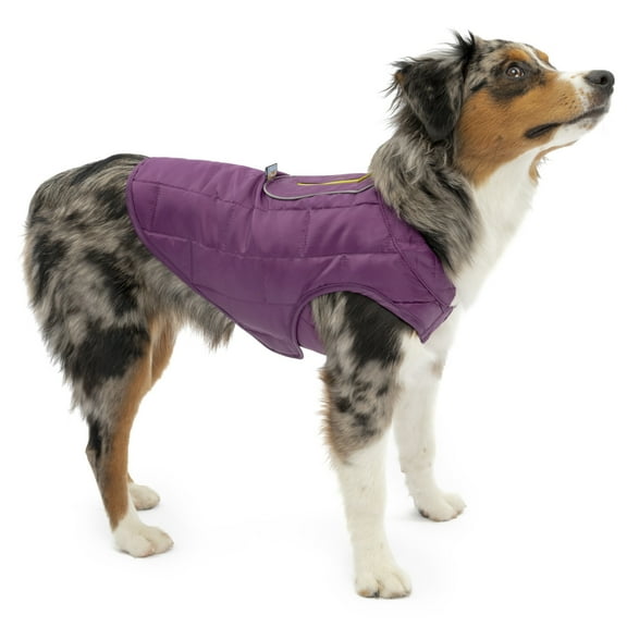 Kurgo Loft Dog Jacket, Reversible Dog Coat, Wear with Harness or Sweater, Water Resistant, Reflective, Winter Coat For Small Dogs (Deep Violet, XS)