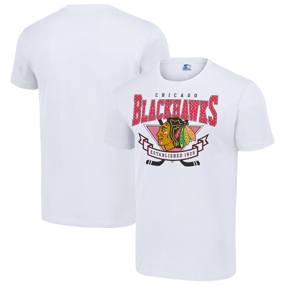 Men's Starter White Chicago Blackhawks Team Logo Graphic T-Shirt