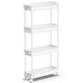 thumbnail image 3 of Carro de Almacenamiento con Ruedas Delgado, Organizador de Baño de 4 Niveles, Estantería Móvil, Carrito Utilitario, Estante de Torre para Cocina, Lavandería, Lugares Estrechos, Blanco, 3 of 9
