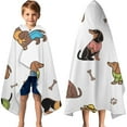 thumbnail image 3 of Dachshund Footprint Bone Hooded Bath Towel，60"x35" for Ages 3 To 12 Kids, Quick Dry Lightweight Soft Microfiber Hood Beach Towel Cover Up for Kids, 3 of 7