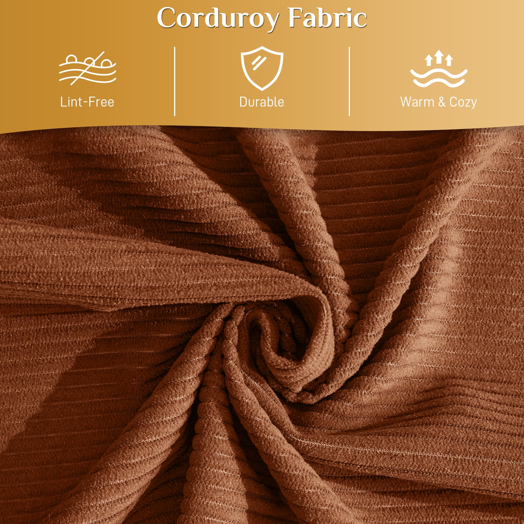 157" Convertible Sleeper Sofa Bed,Corduroy Futon Sofa Couch with High-Density Foam,Deep Seat Sofa for Living Room, Bedroom,Orange