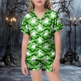 thumbnail image 2 of Dmsael Halloween Pj Sets for Girl Graphic Print Halloween Pajamas Short Sleeve Button Pajama Set (Green,4-5 Years), 2 of 5