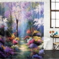 thumbnail image 2 of Colorful Forests Shower Curtain, Waterproof Shower Curtains for Bathroom, Spring Oil Painting Flower Nature Landscape Washable Fabric Bathtub Curtain Set Bath Decor with 12 Hooks 48"x72", 2 of 8
