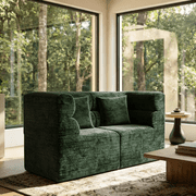 89.76 Modular Sectional Sofa, No Assembly Required Cloud Couch with Deep Seat, Modern Boneless Floor Sofa, Comfy Oversized Bean Bag Couch for Living Room, Bedroom, Apartment Green