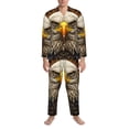 thumbnail image 3 of Uemuo Vintage Pattern Bald Eagle Pattern 2-Piece Loungewear Set - Men’s Soft Sleepwear, Cozy Winter PJs, Comfy Sleep Set-, 3 of 7