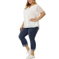 thumbnail image 2 of Women's Plus Size Blouses Pin Dots Round Neck Cute Basic Top White 3X, 2 of 7