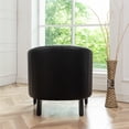thumbnail image 6 of 29" W Modern Faux Vegan Leather Barrel Chair, PU Upholstered Tufted Accent Club Chairs with Nailhead Trim, Small Armchair for Living Room Bedroom Apartment Lounge Nursery, Jet Black, 6 of 13