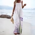 thumbnail image 2 of JULMCOMO Jumpsuits for Women Floral Print Wide Leg Casual Bib Overalls Square Neck Loose Fit Beach Summer Jumpsuits with Pockets Purple M, 2 of 5