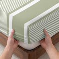 thumbnail image 3 of Twin XL Size Fitted Sheet Set - Sage Green Stripe 2 Piece Bedding Sets 16" Deep Pocket Fitted Sheet with 1 Pillowcases, Modern Striped Minimalist Geometric Lines Brushed Microfiber Hotel Bed Sheets, 3 of 9