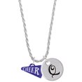 thumbnail image 1 of Delight Jewelry Acrylic 3/4" Navy Cheer Megaphone Silvertone Script Initial Disc - Q - Charm Necklace, 20"+3", 1 of 4