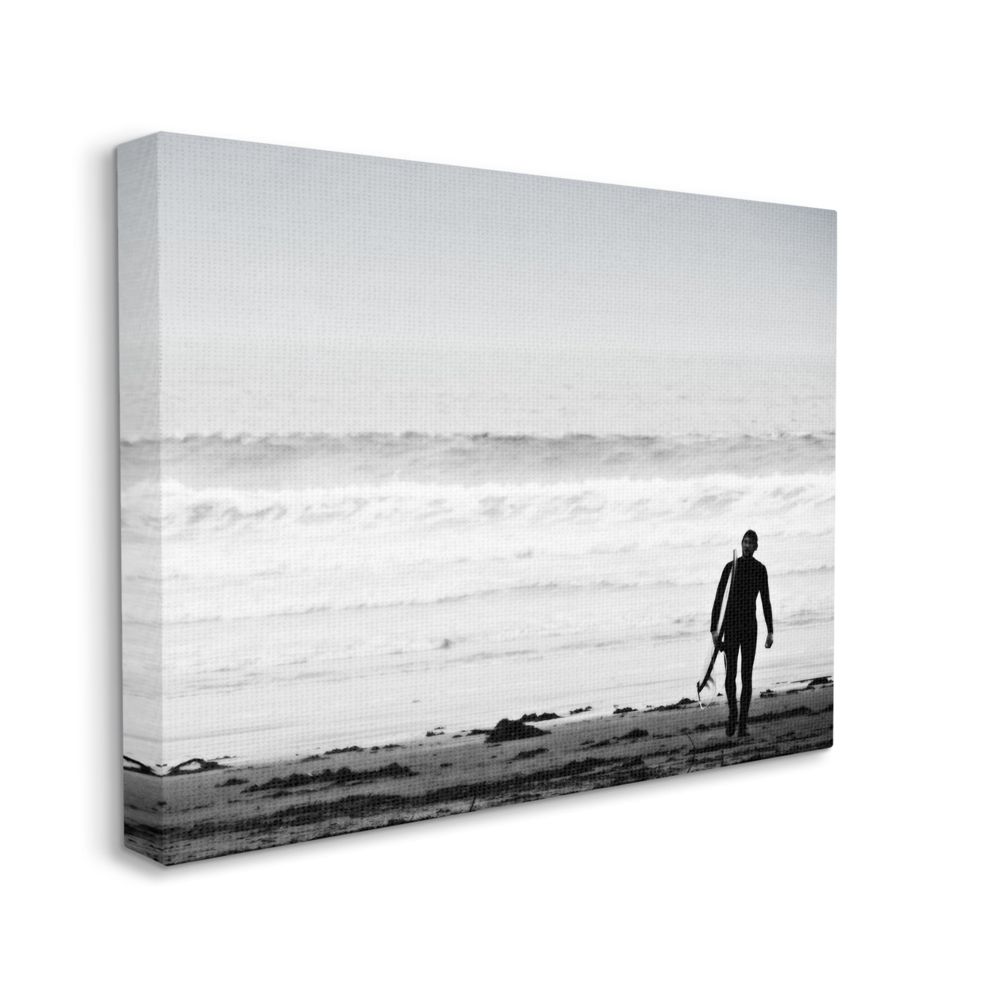 Stupell Industries Surfer Silhouette Beach Stroll Distant Ocean Waves Photograph Gallery Wrapped Canvas Print Wall Art, Design by Graffitee Studios