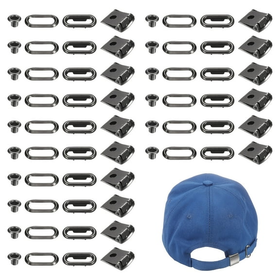 Uxcell Stainless Steel Cap Buckle [16Set] - Hat Buckle Replacement Use for Hats Cap Strap Repair- [Black]