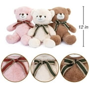 Cute Soft Teddy Bear Stuffed Animal Plush Toys In 3 Colors - 3-Pack Of Teddy Bears Gift For Boy Girl Kids 12 Inches ( Brown/White/Pink )