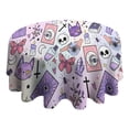 thumbnail image 4 of Purple Gothic Cat Crystal Pattern Round Tablecloth 60"x60",Wrinkle Wipeable Table Cloth for Kitchen Dining Room Picnic Patio Party, 4 of 6