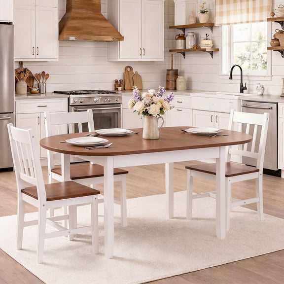PAPROOS Drop Leaf Dining Table, 31''-55'' Extendable Kitchen Table for 6, Folding Dining Table, Solid Wood Dining Room Table, Small Dinner Table for Kitchen, Breakfast Nook, Brown(Only Table)