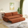 thumbnail image 2 of 73.2 Inch Queen Pull Out Sofa Bed, 3-in-1 Convertible Sleeper Velvet Loveseat for Living Room, Guest Room, Apartment, Orange, 2 of 10